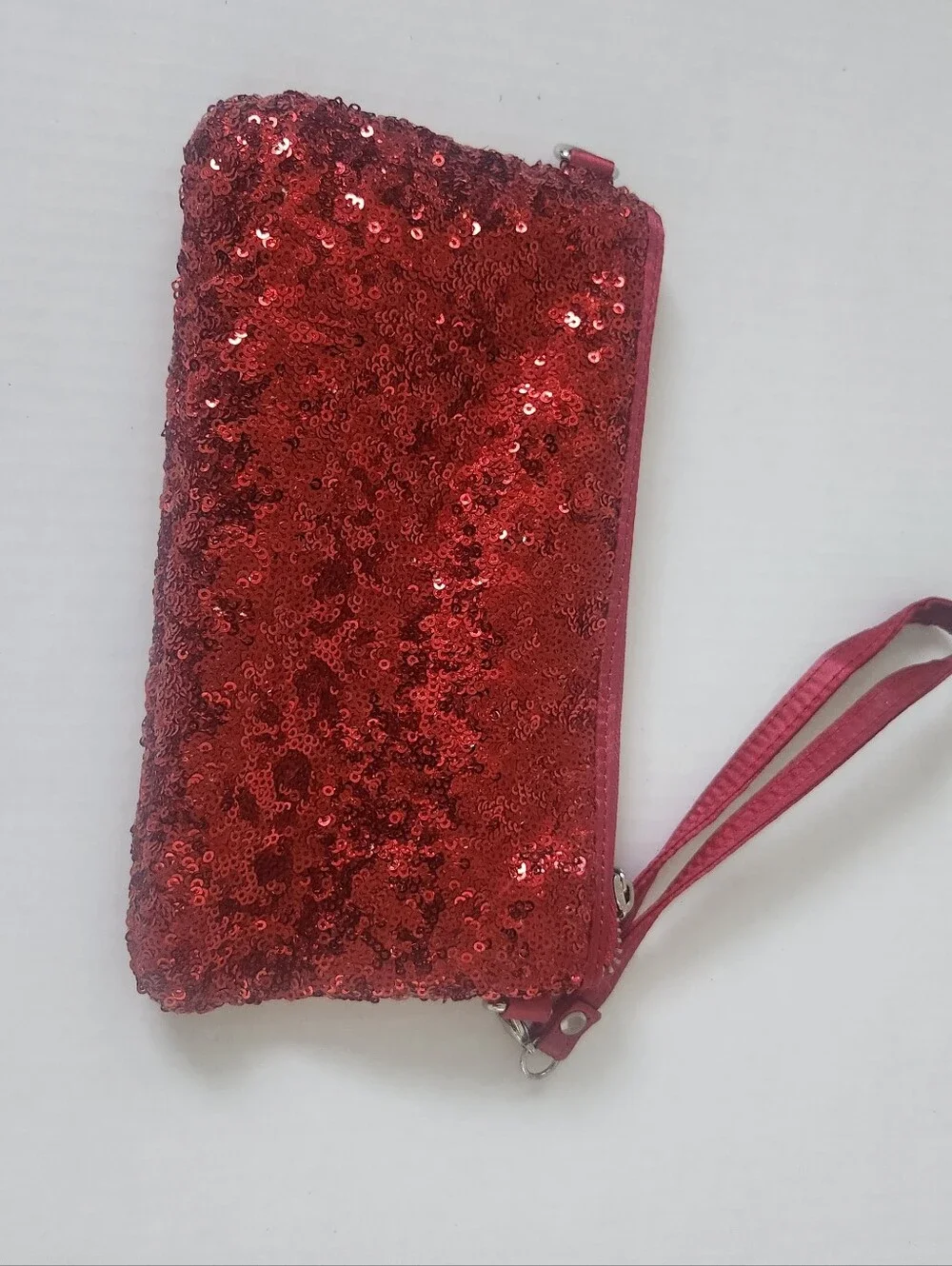 Red Sequin Wristlet Clutch